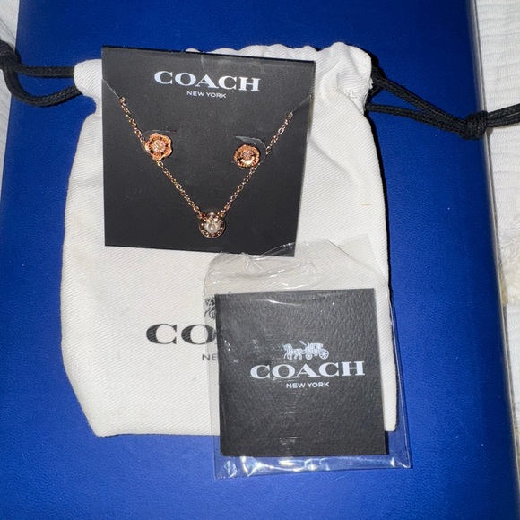 Coach Gold Floral Necklace and Earrings - Picture 3 of 4